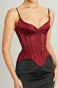 Salon Corset in Crimson Satin