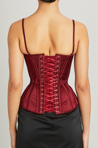 Salon Corset in Crimson Satin